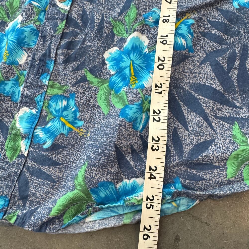 Vintage Y2K Denim & Flower Casual Floral Hawaiian Beach Button Up Blue Shirt M - Picture 5 of 5
